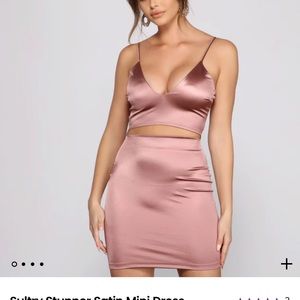 Pink silk cut out dress